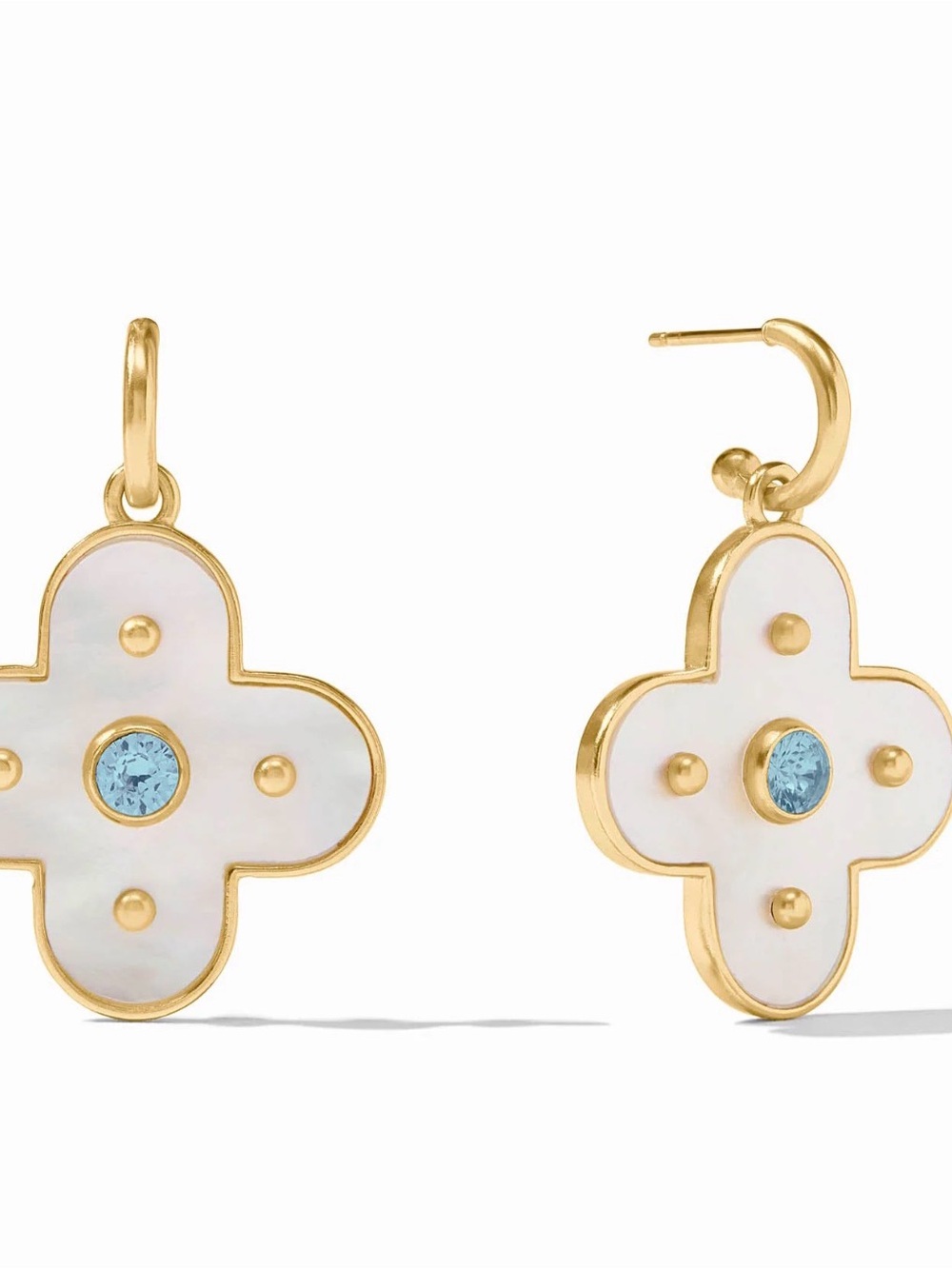 Julie Vos Gold and 24 Kt gold plate Mother-of-Pearl  Drop Earrings